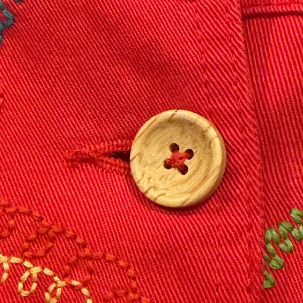 Coldwater Jacket Blazer Shacket Colorful Embroidered Red Button-Up - Picture 4 of 9